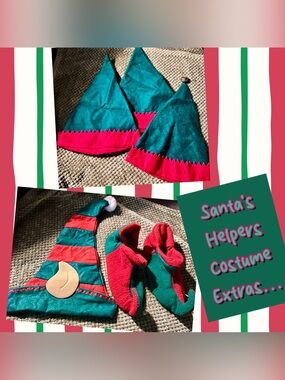 ELF Green & Red Plush Elf Hat and Booties Set